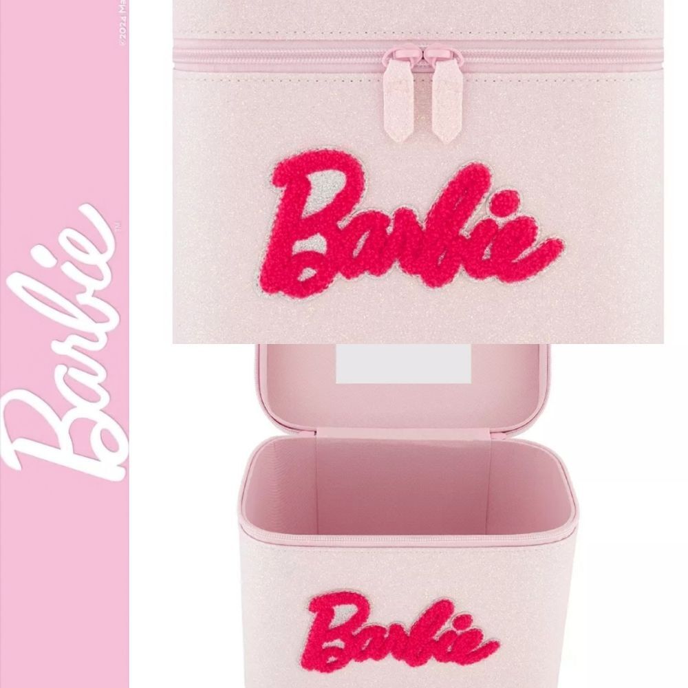 Barbie Pink Glitter Large Vanity Case w/Mirror
